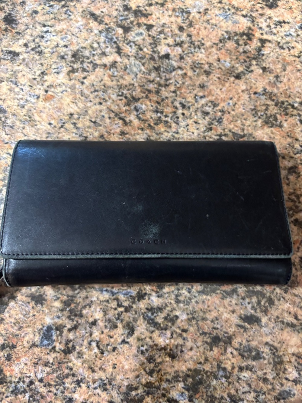 Coach Black Leather Continental Clutch Wallet